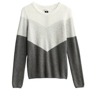 NWT Design History Gray Zip Back Crew Neck Chevron Sweater Women’s Size XL NEW